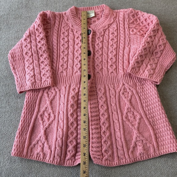 Kilronan Knitwear Bubblegum Pink Fisherman Cableknit Chunky Cardigan Small - Picture 3 of 9